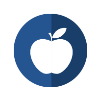 Blue icon of an apple